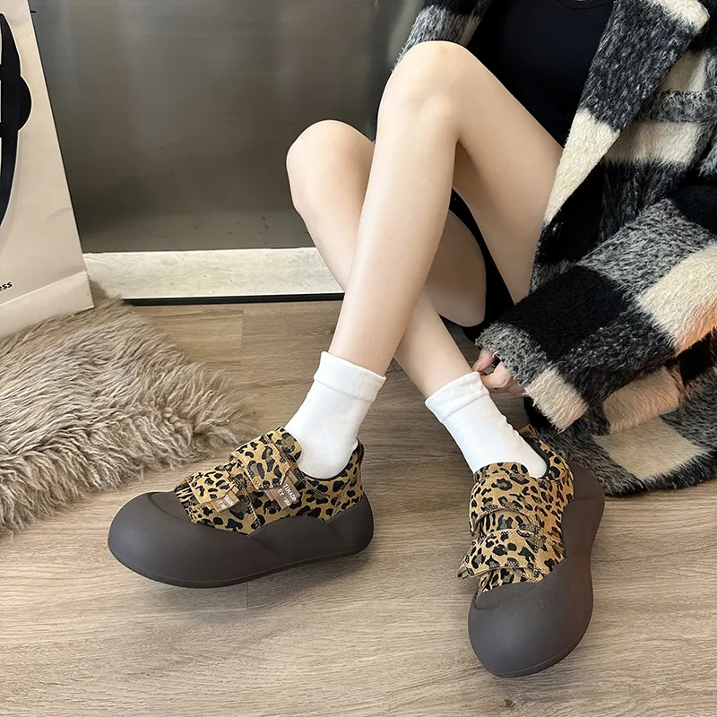 Fawn Miri Shock Absorbers With Slip Resistant Features Low Top Casual Shoes Women's Leopard Print-3