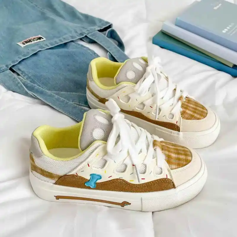 Fawn Miri Anti Slip And Wear Resistant Height Increasing Low Top Skateboard Shoes Women's Beige Khaki-7
