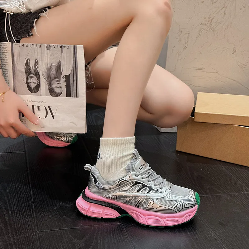Fawn Miri Slip Resistant Low Top Chunky Sneakers Women's Pink-6
