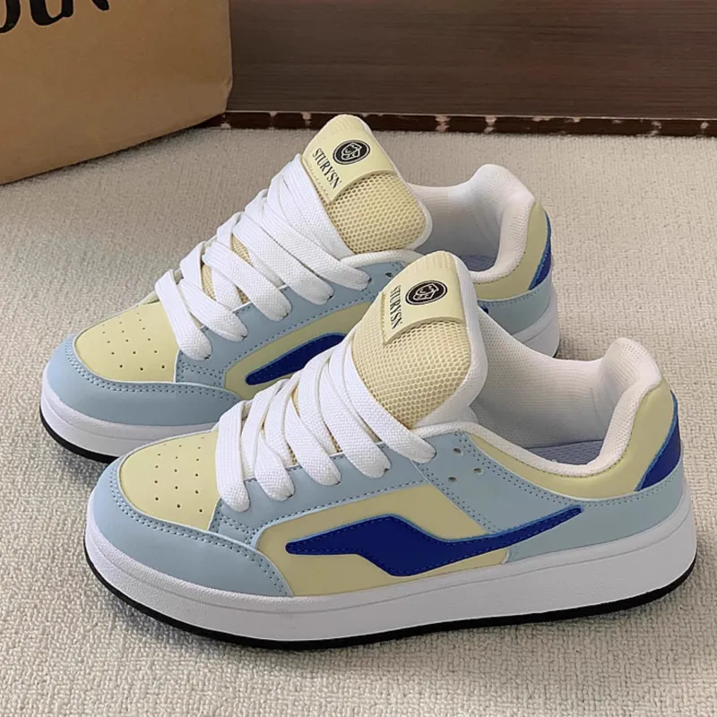 Fawn Miri Coverage Slip Resistant And Abrasion Resistant Low Top Skateboard Shoes Women's Blue Yellow-1