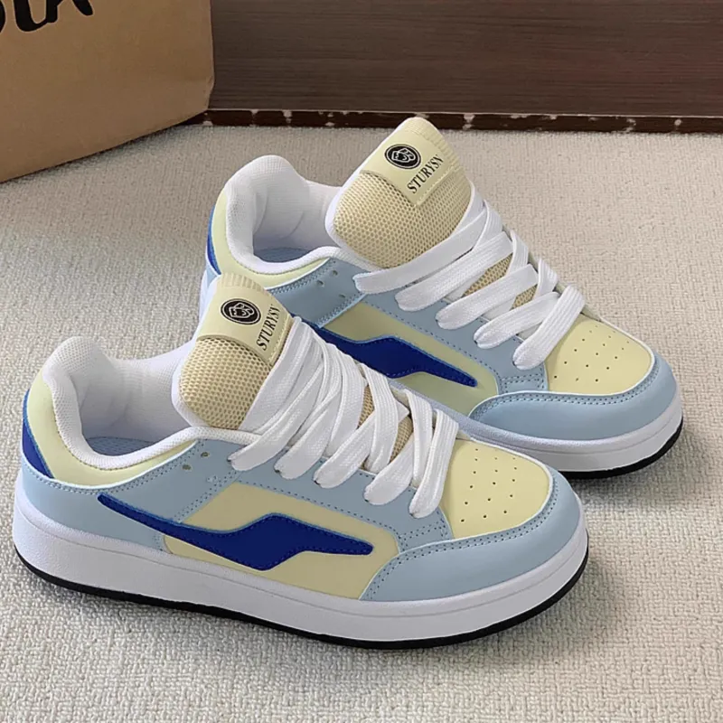 Fawn Miri Coverage Slip Resistant And Abrasion Resistant Low Top Skateboard Shoes Women's Blue Yellow-5
