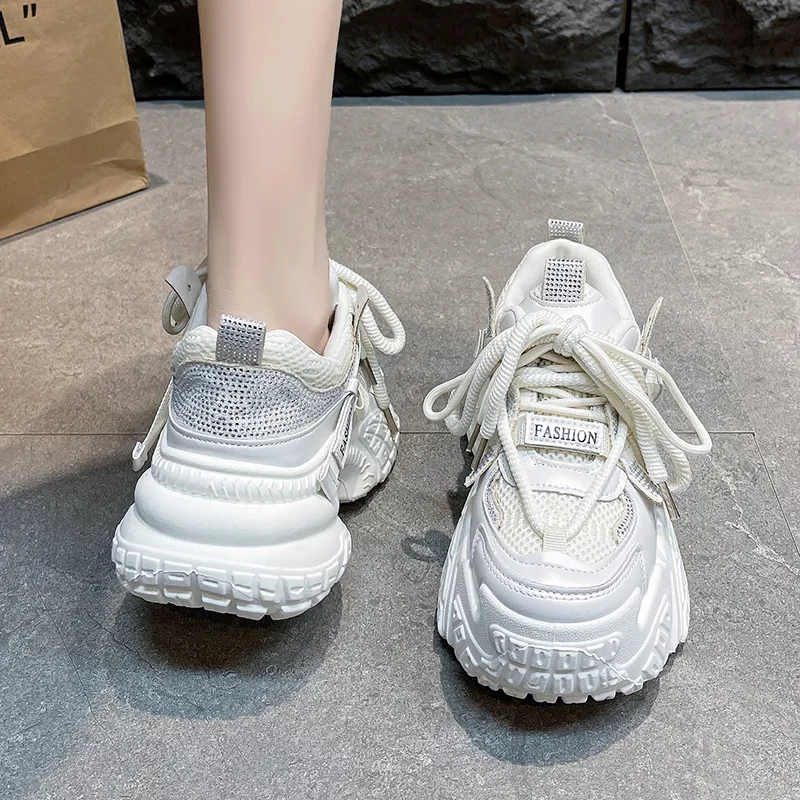 Fawn Miri Slip Resistant, Abrasion Resistant, Height Increasing, Breathable Low Top Chunky Sneakers Women's-6