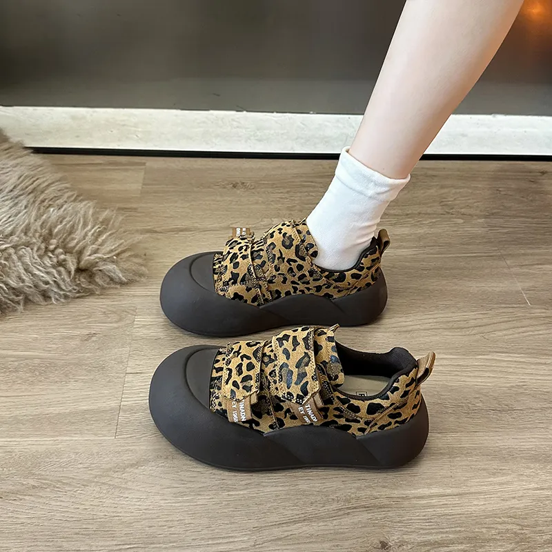 Fawn Miri Shock Absorbers With Slip Resistant Features Low Top Casual Shoes Women's Leopard Print-4