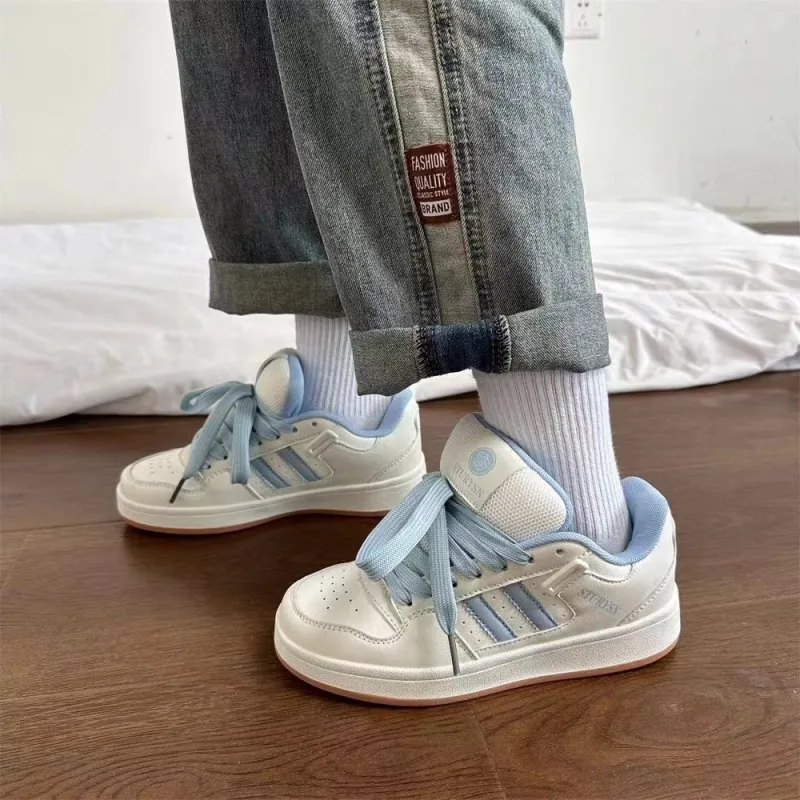 Fawn Miri Coverage Slip Resistant, Abrasion Resistant, Breathable Low Top Skateboard Shoes Unisex White Blue-1