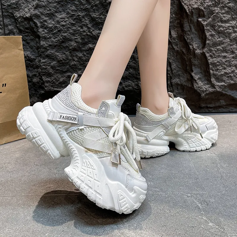 Fawn Miri Slip Resistant, Abrasion Resistant, Height Increasing, Breathable Low Top Chunky Sneakers Women's-0