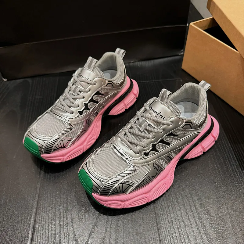Fawn Miri Slip Resistant Low Top Chunky Sneakers Women's Pink-3