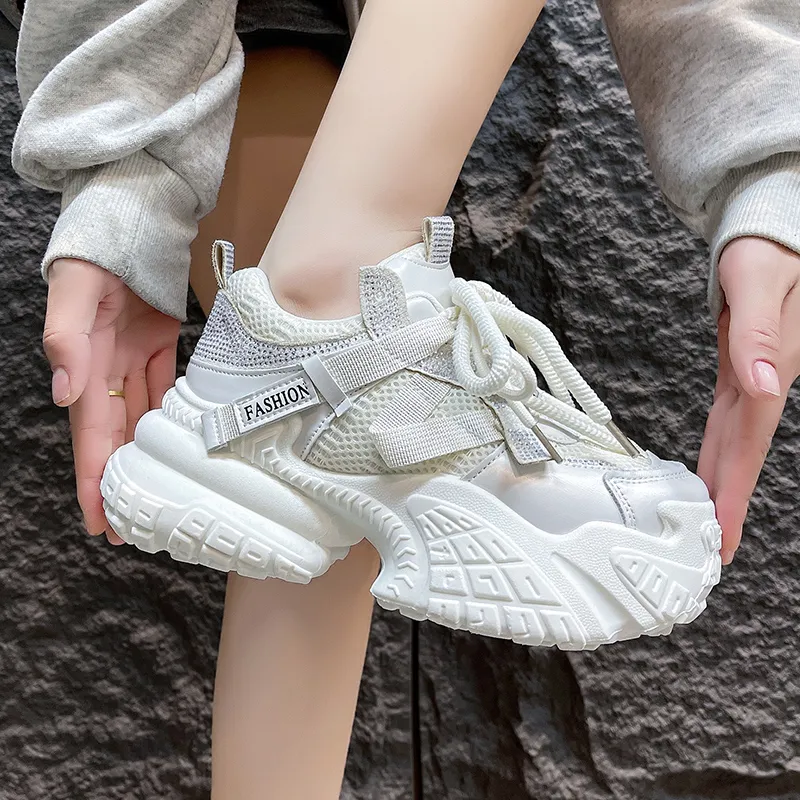 Fawn Miri Slip Resistant, Abrasion Resistant, Height Increasing, Breathable Low Top Chunky Sneakers Women's-1