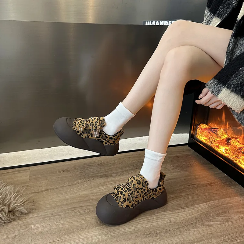 Fawn Miri Shock Absorbers With Slip Resistant Features Low Top Casual Shoes Women's Leopard Print-1