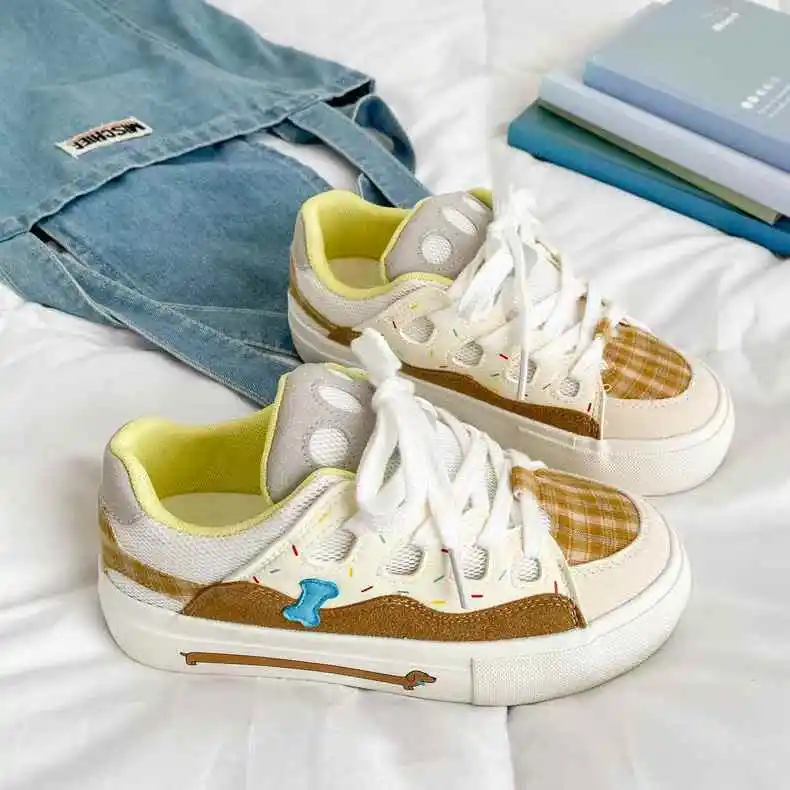 Fawn Miri Anti Slip And Wear Resistant Height Increasing Low Top Skateboard Shoes Women's Beige Khaki-1