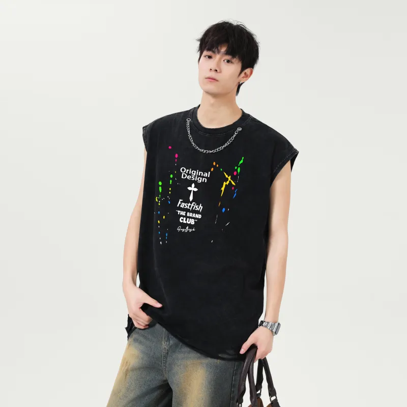 FASTFISH Tank Tops Unisex Washed Black-2