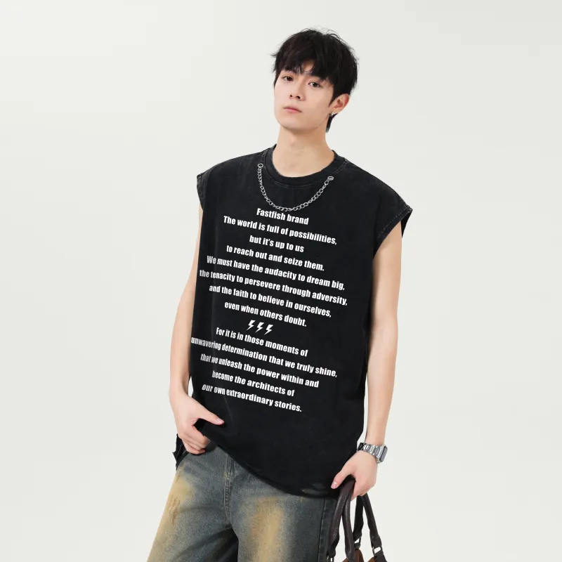 FASTFISH Tank Tops Unisex Washed Black-2