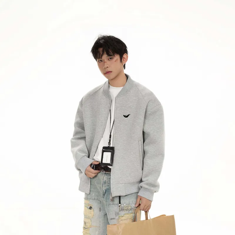 FASTFISH Baseball Jacket Unisex Gray-3