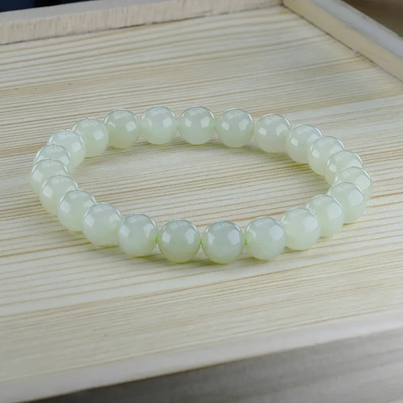 MUGONGZI Hetian Jade Bracelets Pale Greenish White Jade Women's-5
