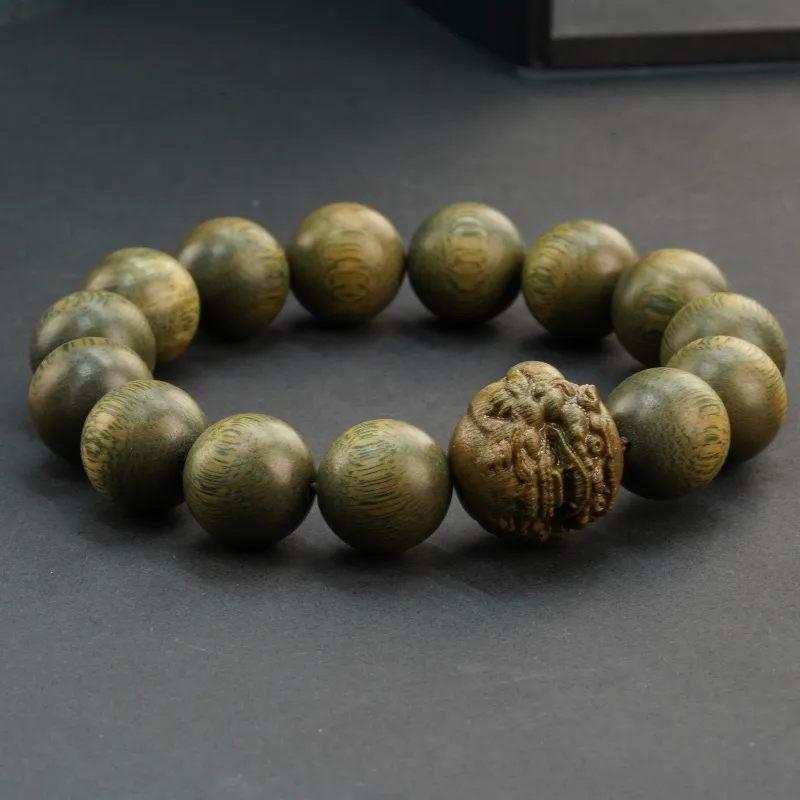 MUGONGZI Green Sandalwood Wooden Bracelets Unisex-5