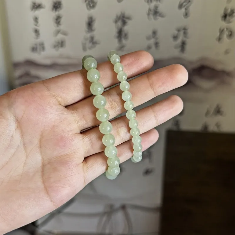 MUGONGZI Hetian Jade Bracelets Pale Greenish White Jade Women's-4