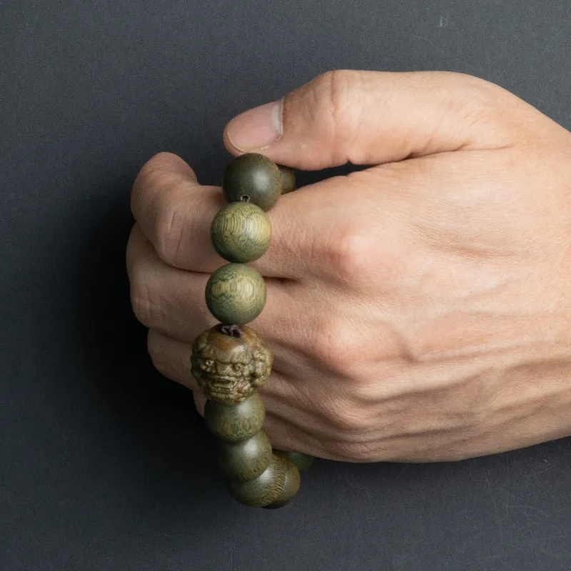 MUGONGZI Green Sandalwood Wooden Bracelets Unisex-4