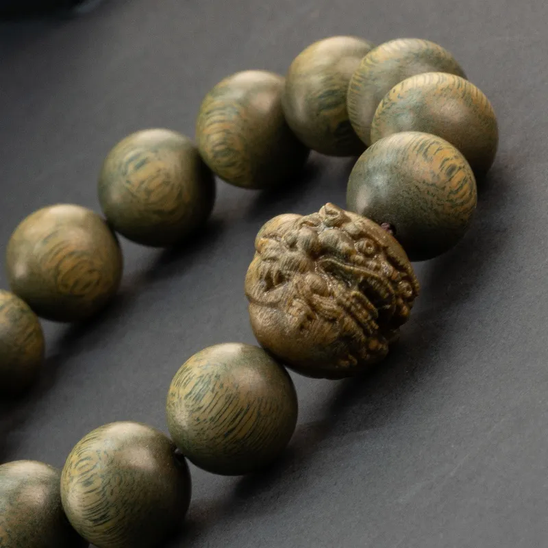 MUGONGZI Green Sandalwood Wooden Bracelets Unisex-6