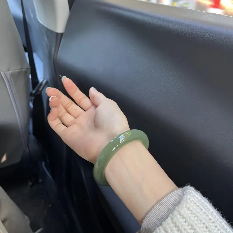 MUGONGZI Colored Glaze Jade Bangles Women's-5