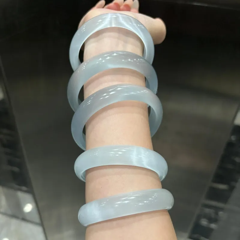 MUGONGZI Glass Cat Eye Jade Bangles Women's-6