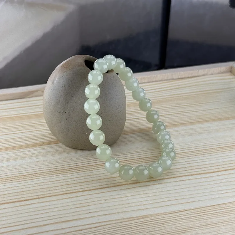 MUGONGZI Hetian Jade Bracelets Pale Greenish White Jade Women's-6