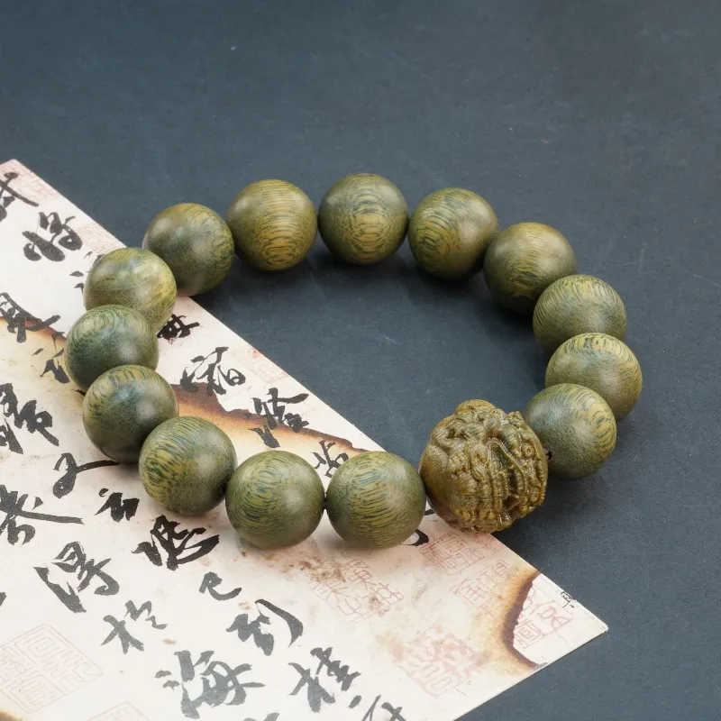 MUGONGZI Green Sandalwood Wooden Bracelets Unisex-7