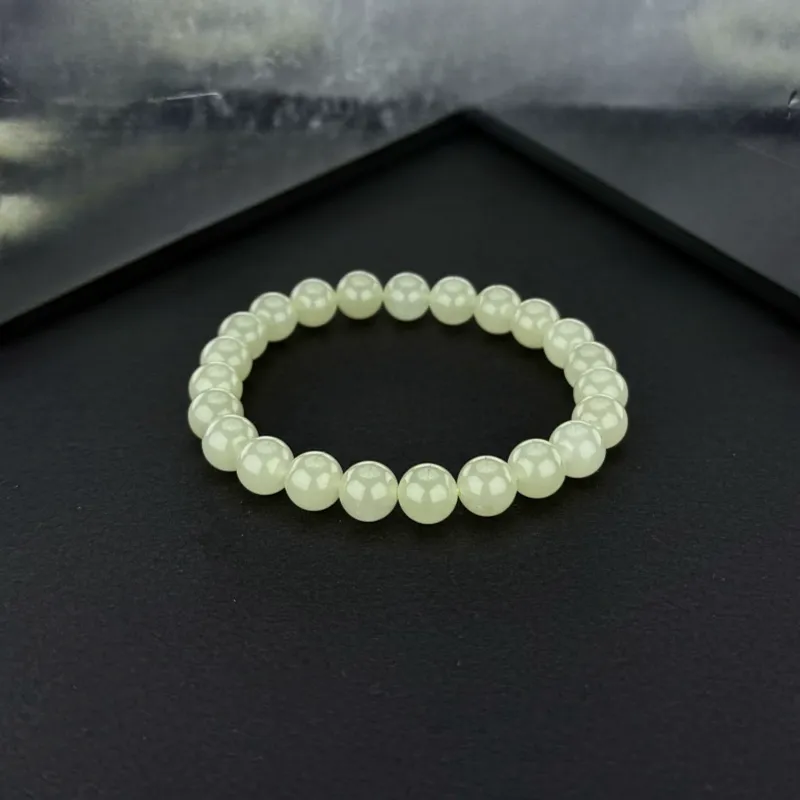 MUGONGZI Hetian Jade Bracelets Pale Greenish White Jade Women's-2