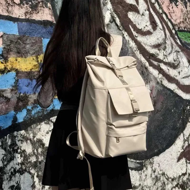 HP HUIPU Fabric Backpack Large Size Unisex Cream White/Charcoal Black-5