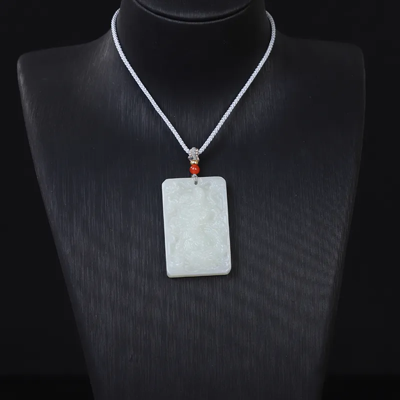 Liu Jinfu Hetian Jade Necklaces Pale Greenish White Jade Men's-7