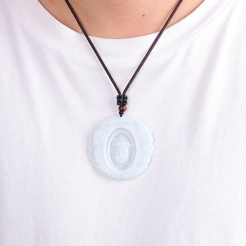 Liu Jinfu Glutinous Jade Jadeite Necklaces Men's-5