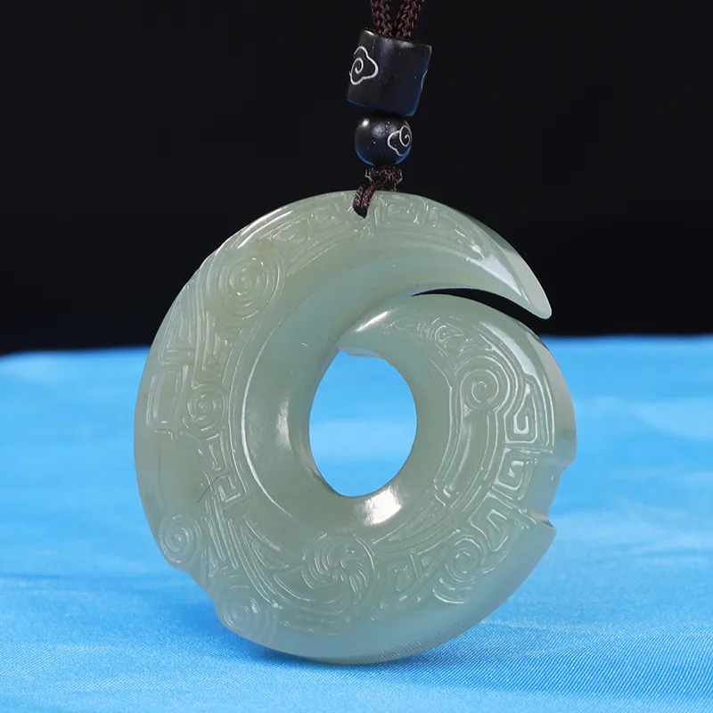 Liu Jinfu Hetian Jade Necklaces Pale Greenish White Jade Unisex-3