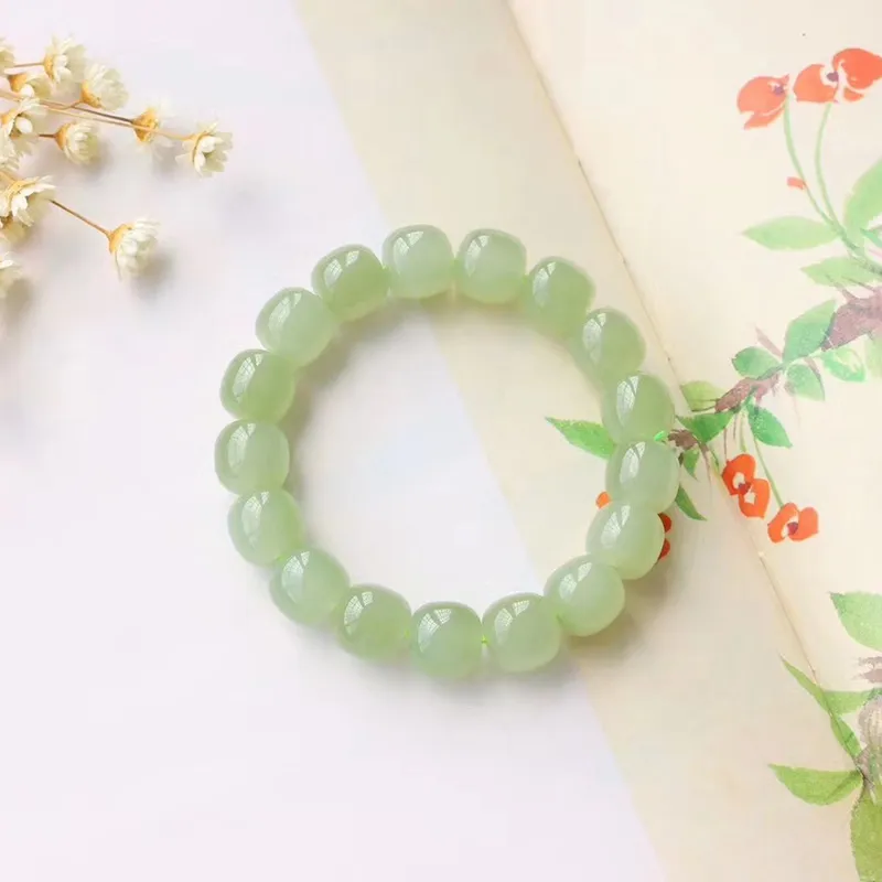 Liu Jinfu Bracelets Pale Greenish White Jade Unisex-2