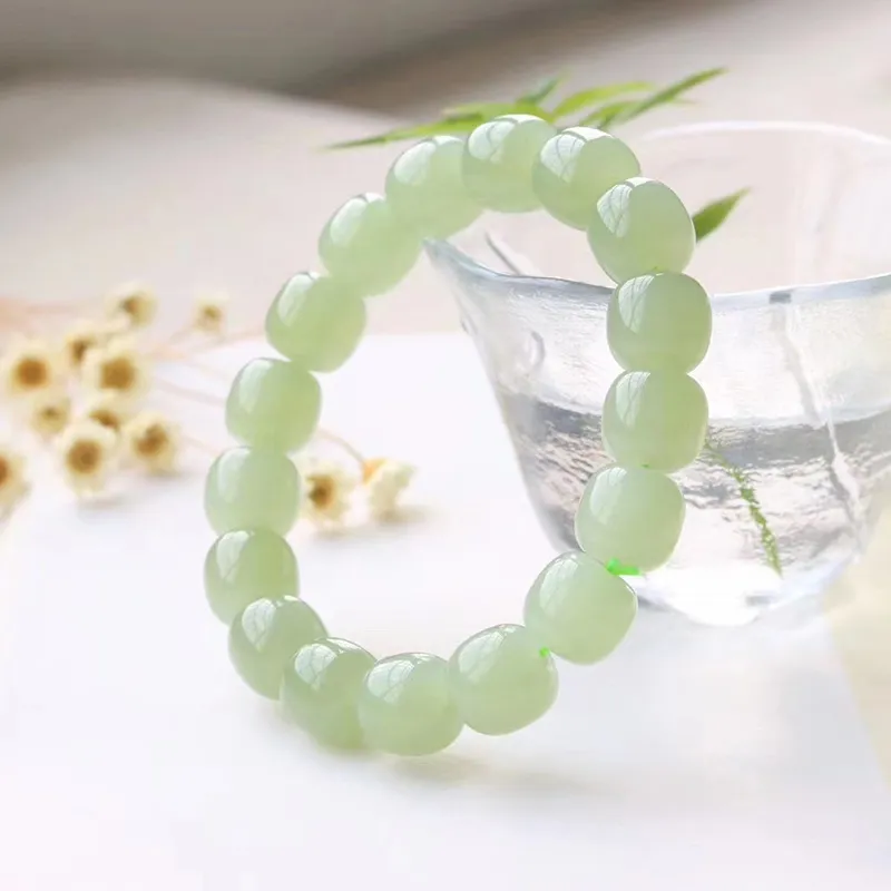 Liu Jinfu Bracelets Pale Greenish White Jade Unisex-3