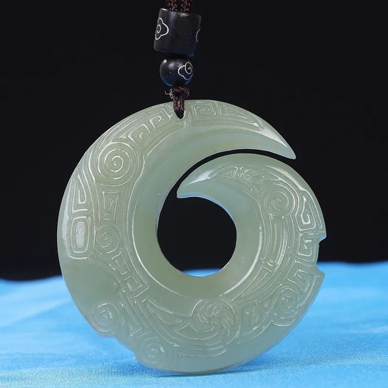 Liu Jinfu Hetian Jade Necklaces Pale Greenish White Jade Unisex-2