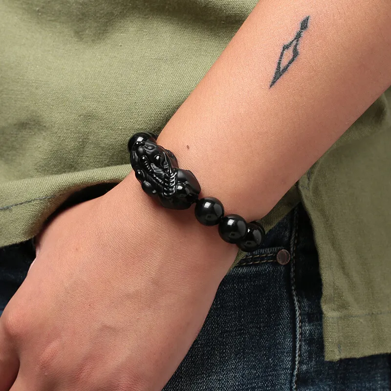 Liu Jinfu Natural Obsidian Bracelets Unisex-4