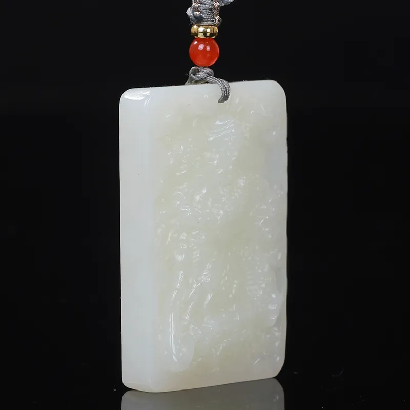 Liu Jinfu Hetian Jade Necklaces Pale Greenish White Jade Men's-2