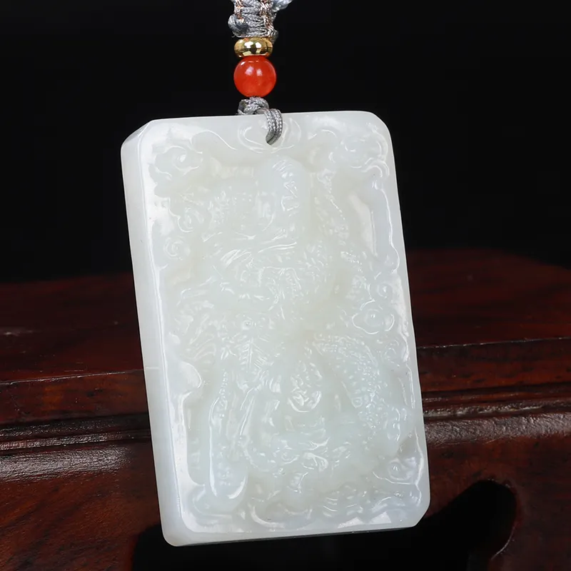Liu Jinfu Hetian Jade Necklaces Pale Greenish White Jade Men's-6