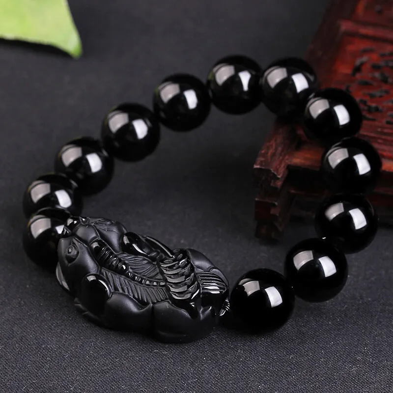 Liu Jinfu Natural Obsidian Bracelets Unisex-3