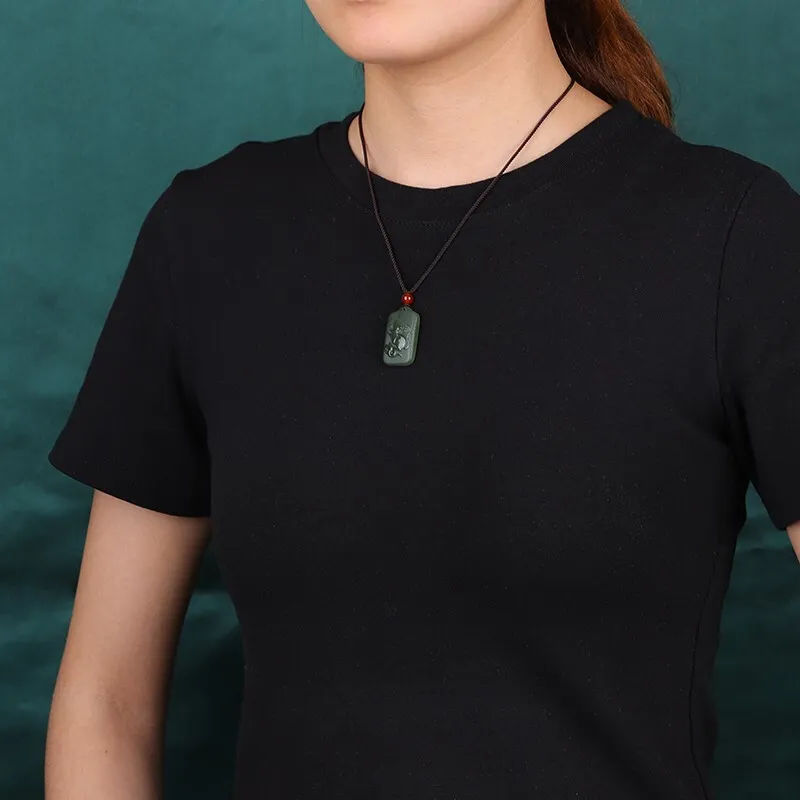 Liu Jinfu Hetian Jade Pendants Green Jade Unisex-5