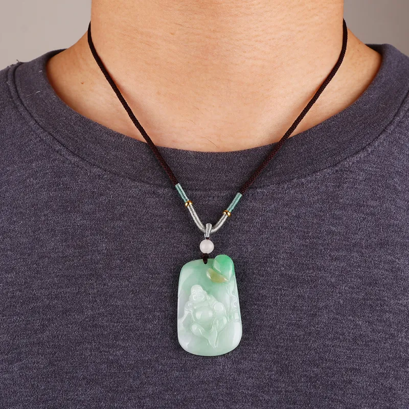 Liu Jinfu Glutinous Jade Jadeite Necklaces Women's-7