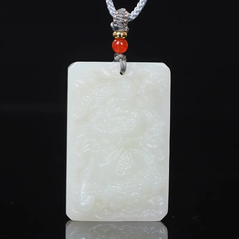 Liu Jinfu Hetian Jade Necklaces Pale Greenish White Jade Men's-1