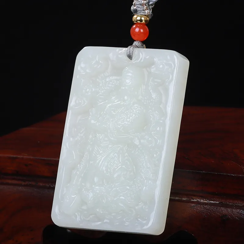 Liu Jinfu Hetian Jade Necklaces Pale Greenish White Jade Men's-5