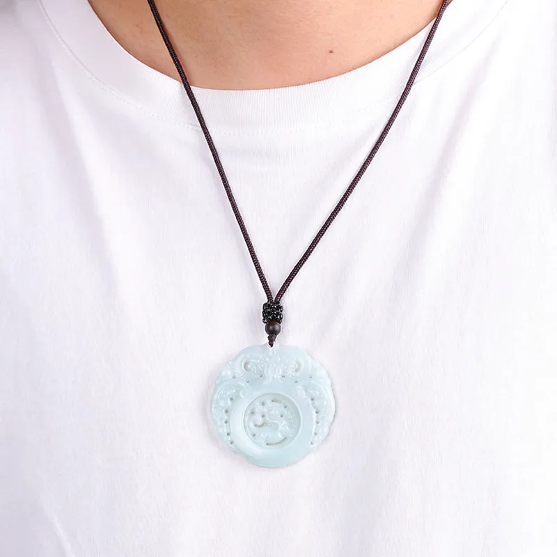 Liu Jinfu Glutinous Jade Jadeite Necklaces Unisex-6