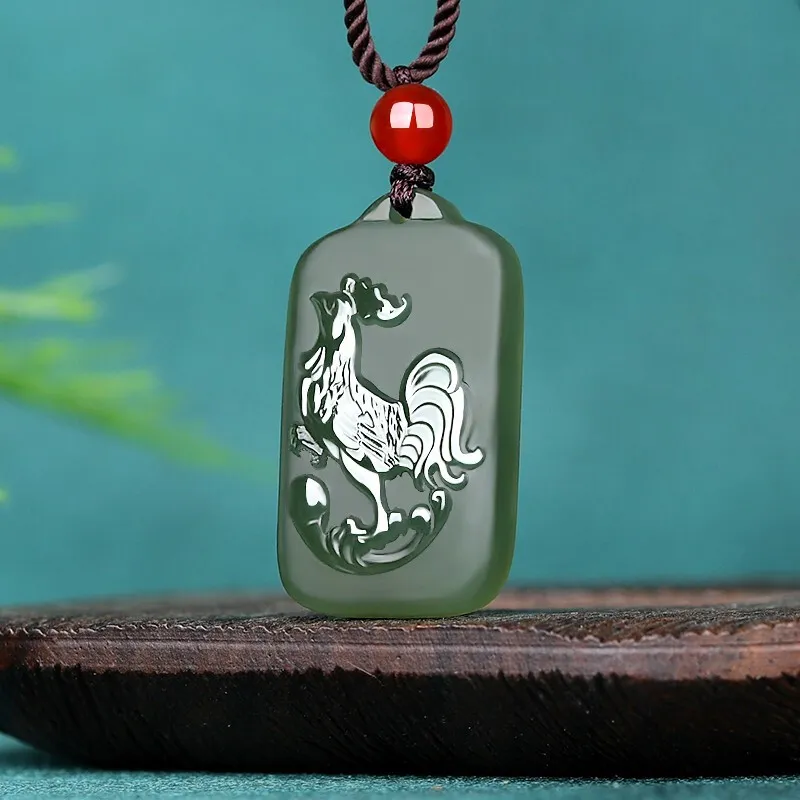 Liu Jinfu Hetian Jade Pendants Green Jade Unisex-1
