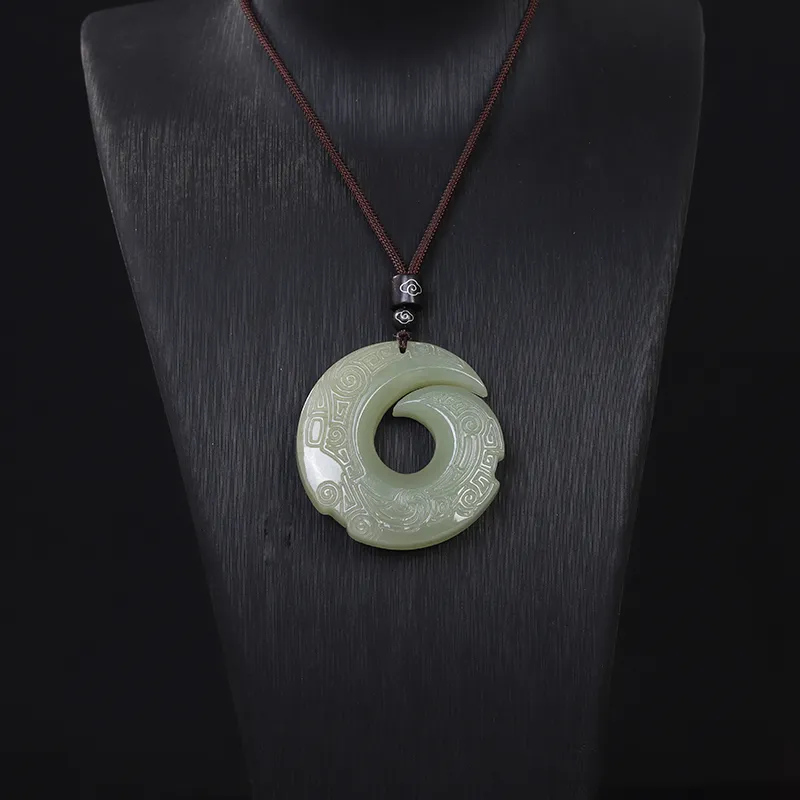 Liu Jinfu Hetian Jade Necklaces Pale Greenish White Jade Unisex-7