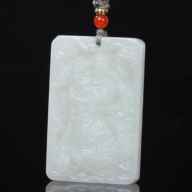 Liu Jinfu Hetian Jade Necklaces Pale Greenish White Jade Men's-3