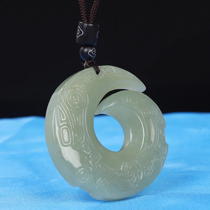 Liu Jinfu Hetian Jade Necklaces Pale Greenish White Jade Unisex-4