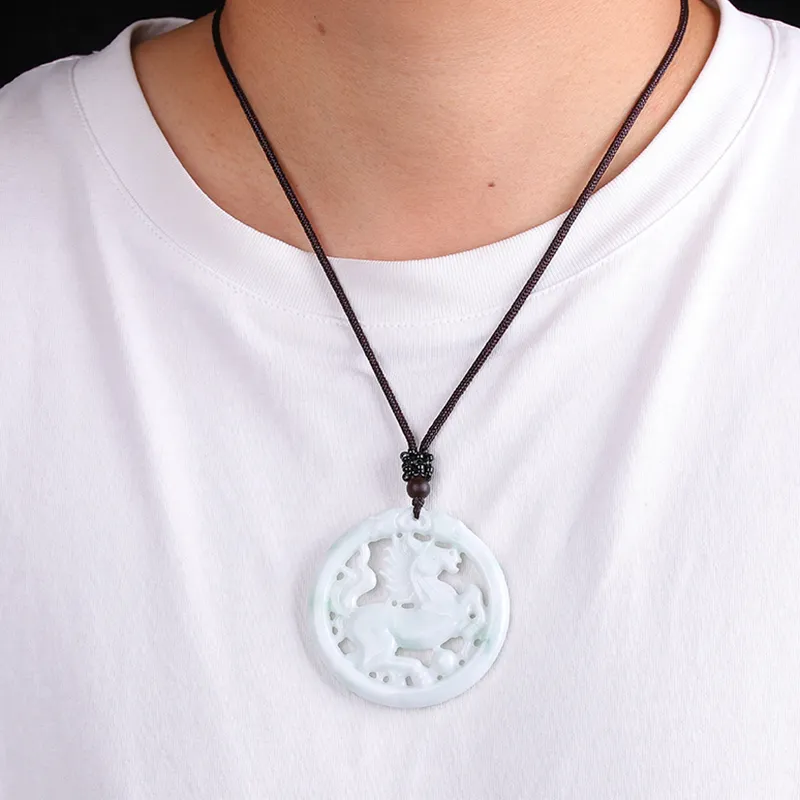 Liu Jinfu Glutinous Jade Jadeite Necklaces Unisex-7