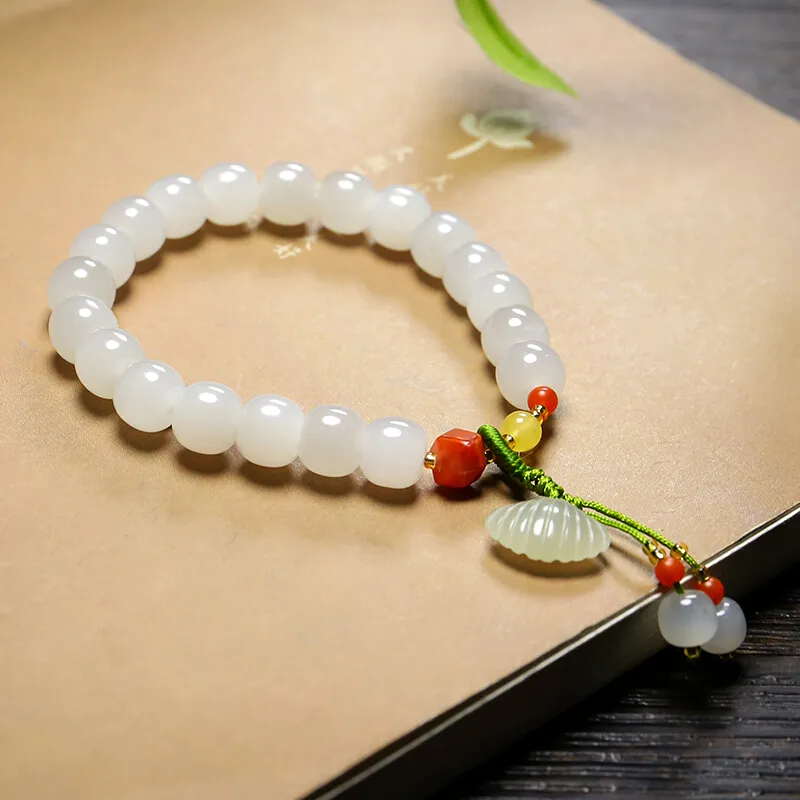 Liu Jinfu Bracelets Pale Greenish White Jade Women's-5