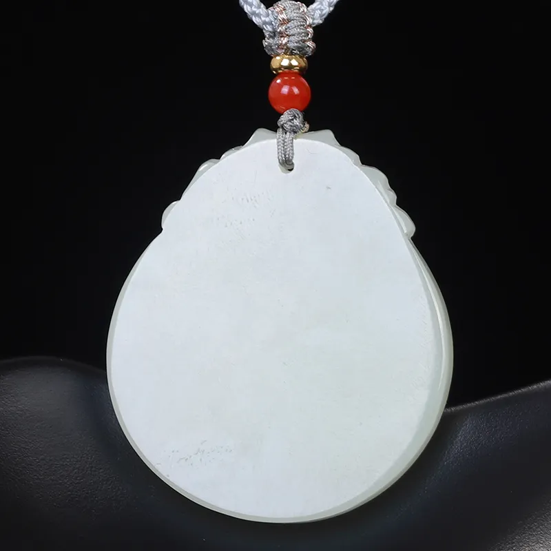 Liu Jinfu Hetian Jade Necklaces Pale Greenish White Jade Unisex-4