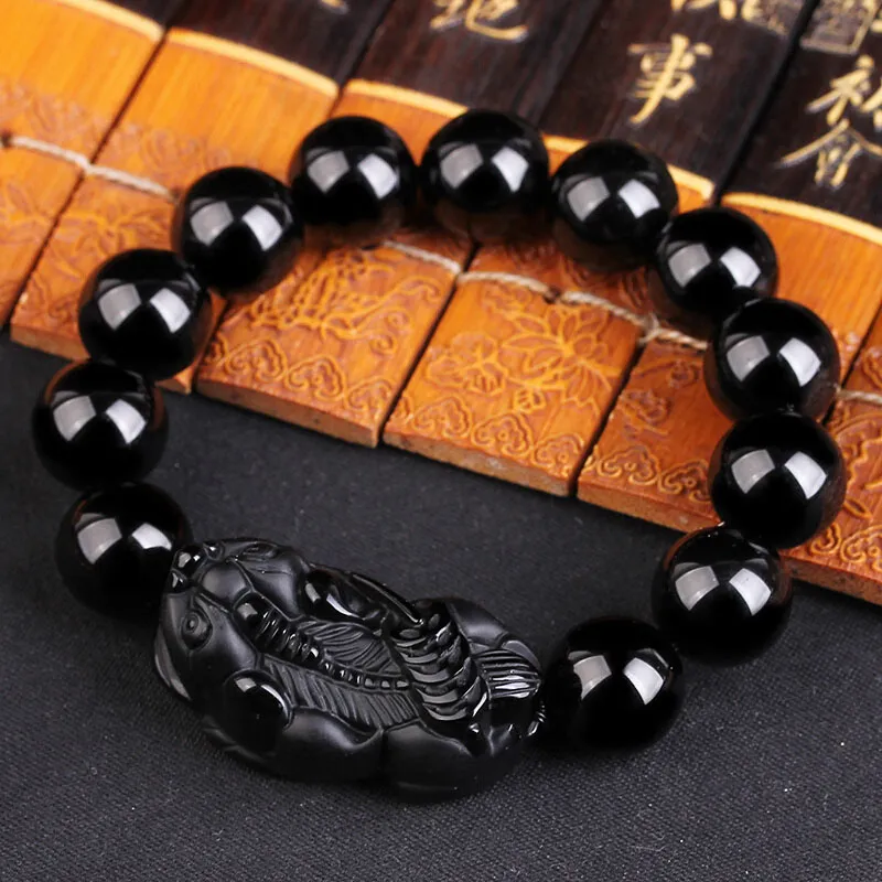 Liu Jinfu Natural Obsidian Bracelets Unisex-2